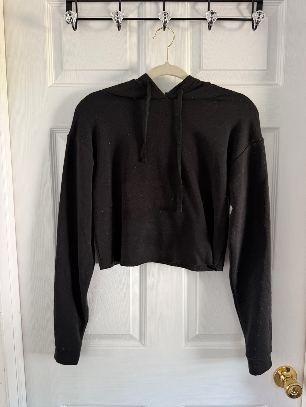Windsor Black Cropped Hoodie with Drawstring